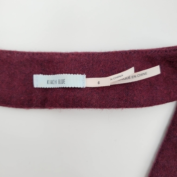 Urban Outfitters Kimchi Blue Wool Blend Burgundy Open Back Dress - Picture 8 of 10